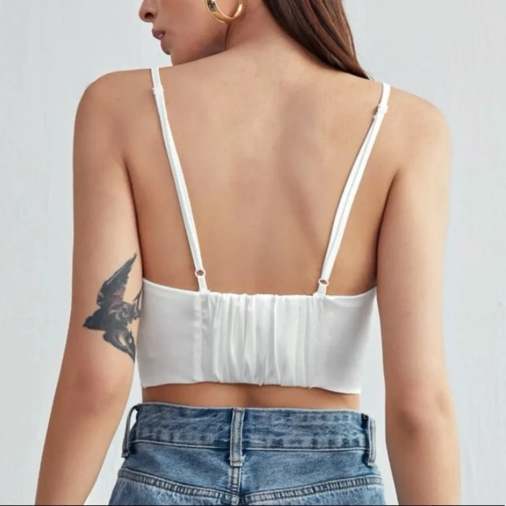 SHEIN Ruched Bust Satin Crop Cami Top - Picture 3 of 3